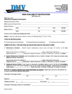Nevada LIVE Web Availability Notification Form