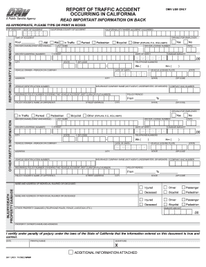 California Traffic Accident Report Form