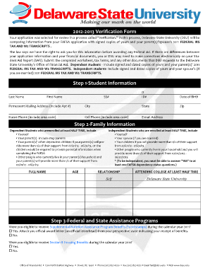 2012-2013 Verification Form