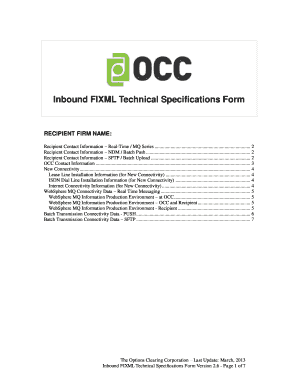 Inbound FIXML Technical Specifications Form