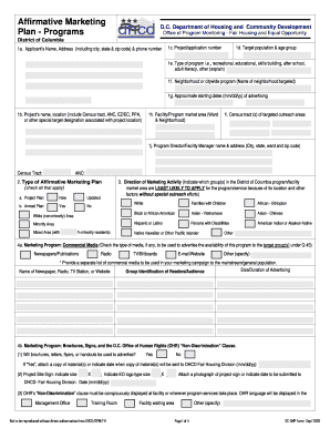 Online marketing plan - dc dhcd affirmative marketing plan form