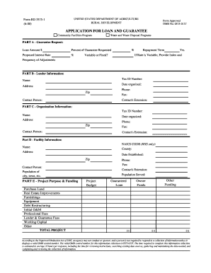USDA Loan and Guarantee Application