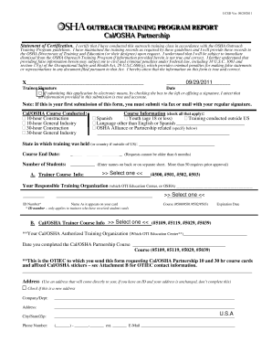 OSHA Outreach Training Program Report