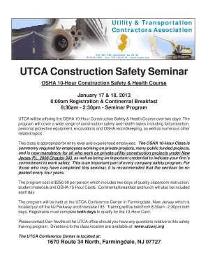 osha construction safety seminars in new jersey form