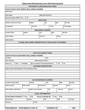 Workers Compensation and Auto Accident Forms