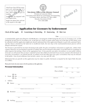 New Jersey Cosmetology Licensure Application