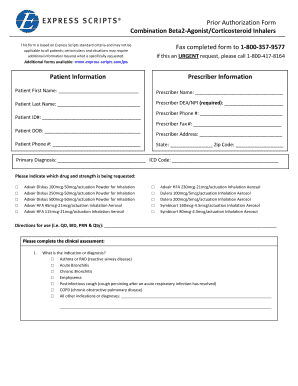 Prior Authorization Form for Combination Beta2-Agonist/Corticosteroid Inhalers