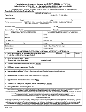 Sleep Study Authorization Request Form