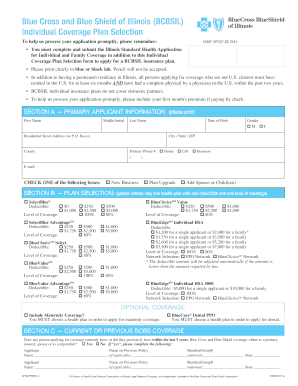 blue cross and blue shield of illinois individual coverage plan selection form