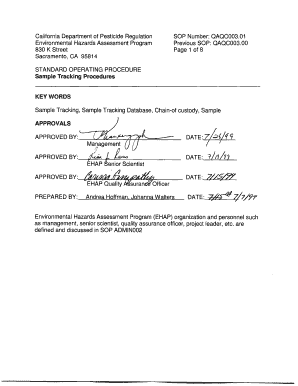 Sample Tracking Procedures - California Department of Pesticide ... - cdpr ca