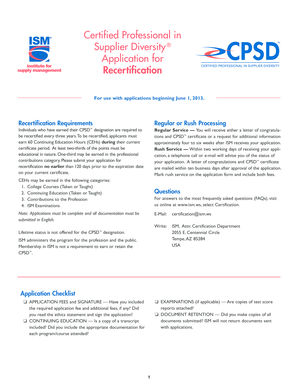 Certified Professional in Supplier Diversity Recertification Application