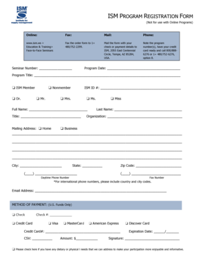 ISM Program Registration Form