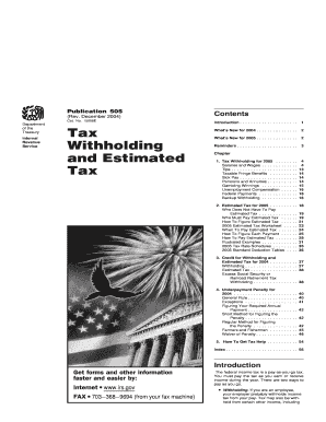 IRS Publication 505 Tax Withholding and Estimated Tax