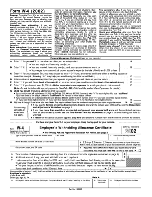 Form W-4 (2002) Employee’s Withholding Allowance Certificate
