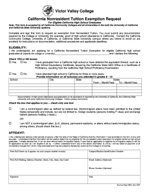 California Nonresident Tuition Exemption Request