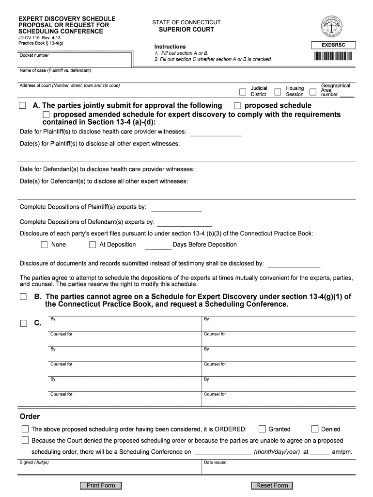 JD- CV-115 - Connecticut Judicial Branch - jud ct Preview on Page 1