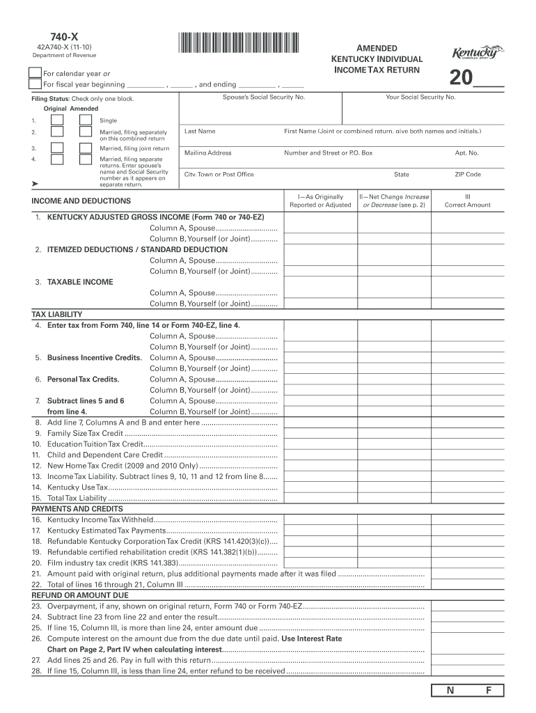 kentucky form 740x 2010 Preview on Page 1