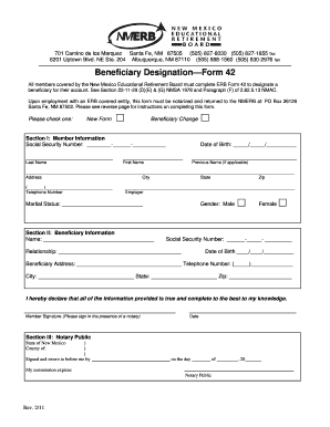 New Mexico Educational Retirement Board Beneficiary Designation Form 42