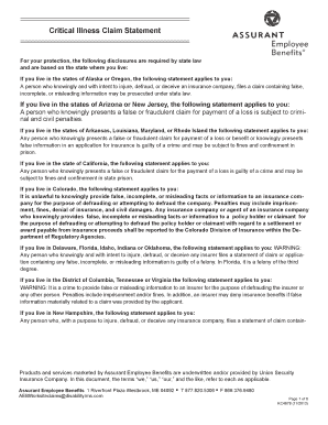 Critical Illness Claim Statement