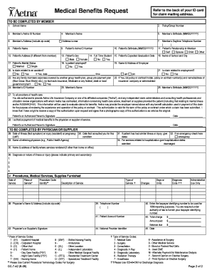 Aetna Medical Benefits Claim Form