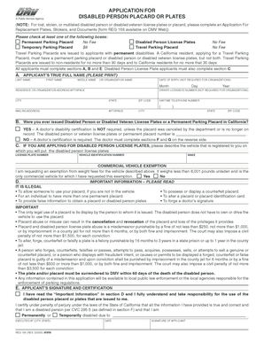 California Disabled Person Placard Application