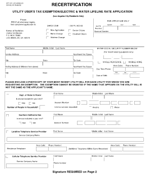 Los Angeles Utility Tax Exemption Application