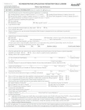 Kentucky Motor Fuels License Application
