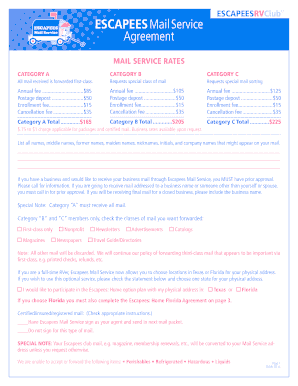 Escapees Mail Service Agreement