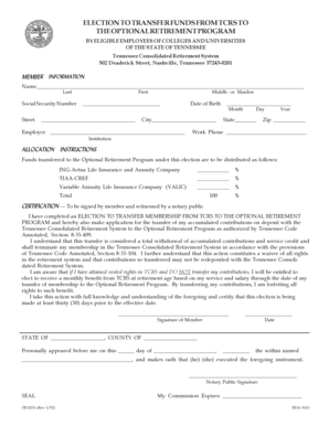 Tennessee TCRS Transfer Election Form