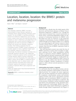 Location, location, location: the BRMS1 protein ... - BioMed Central