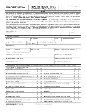 seacadet medical history form