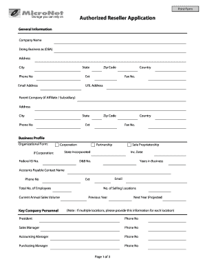 Authorized Reseller Application