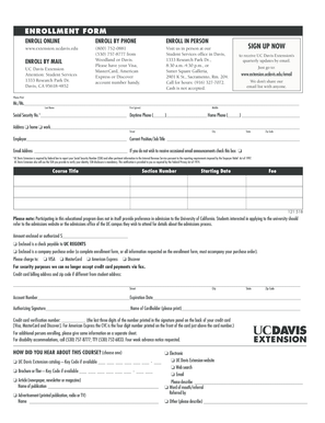 UC Davis Extension Enrollment Form