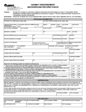 Use This Form To Apply For A Hazardous Materials Endorsement (hazmat) Background  Check - Dmv - Fill and Sign Printable Template Online