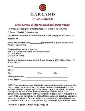 city of garland prepaid adoption form