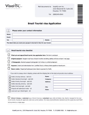 Brazil Tourist Visa Application