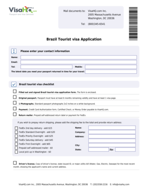 Brazil Tourist Visa Application