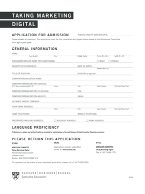 Harvard Business School Application Form