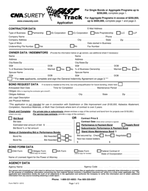CNA Surety Bond Application