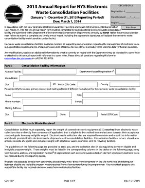 Annual Report for NYS Electronic Waste Consolidation Facilities - dec ny