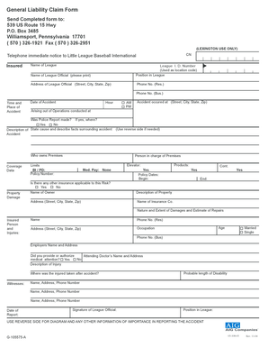General Liability Claim Form