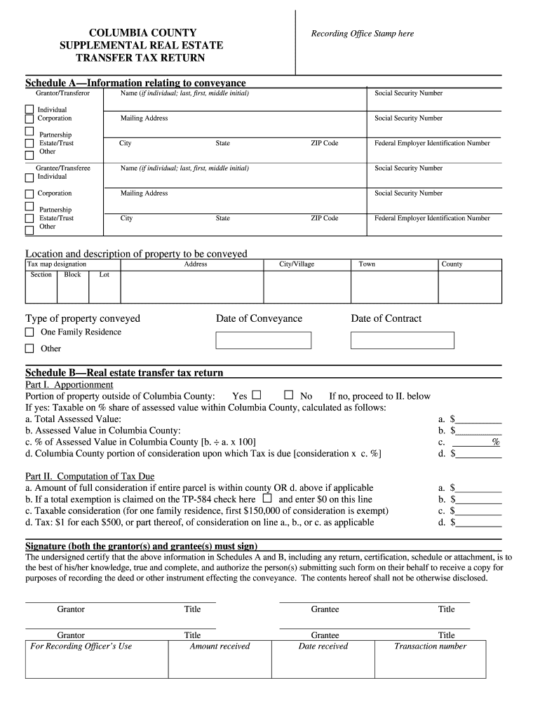 columbia county supplemental transfer tax form Preview on Page 1