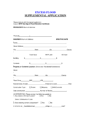 Excess Flood Supplemental Application