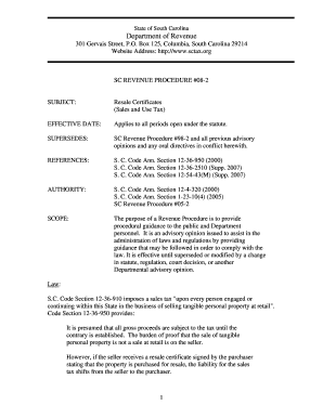 sc revenue procedure #08 2 form