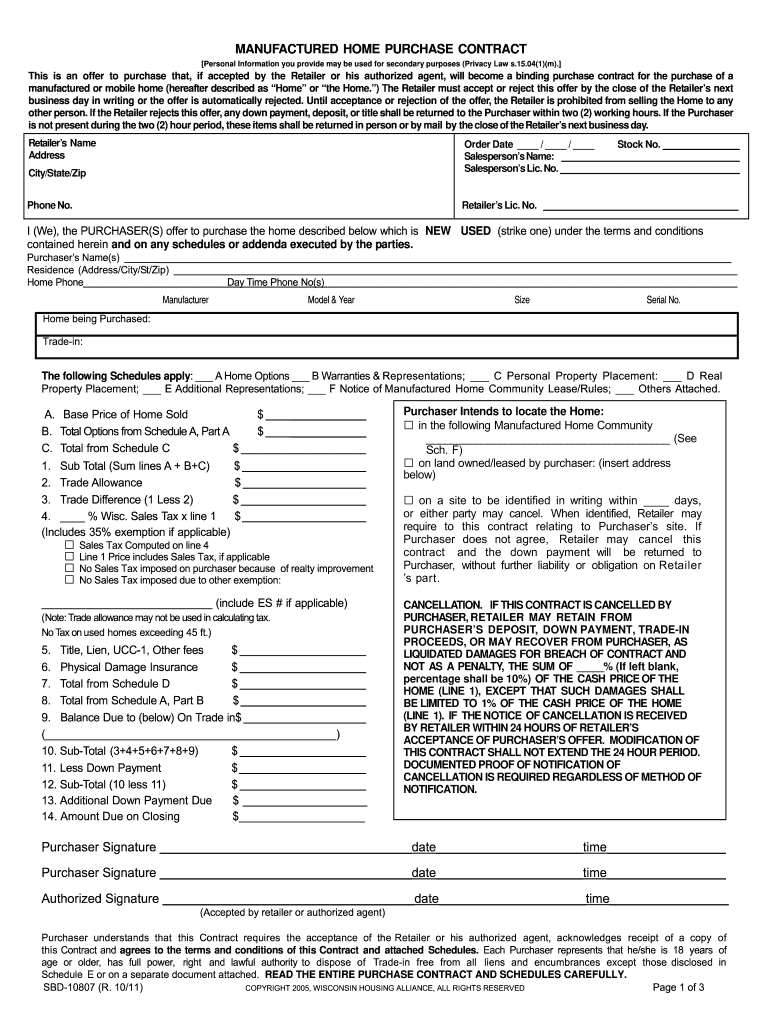 Mobile Home Purchase Agreement Printable Fill and Sign Printable