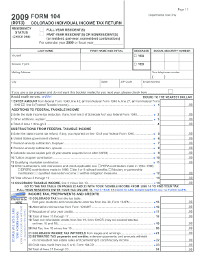 Colorado Tax Form 104 Printable - Fill and Sign Printable Template 
