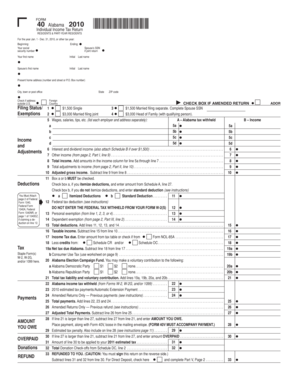 Alabama Individual Income Tax Return Form 40