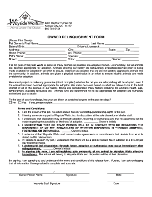 Owner Relinquishment Form
