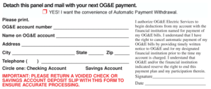 OG&E Automatic Payment Authorization Form