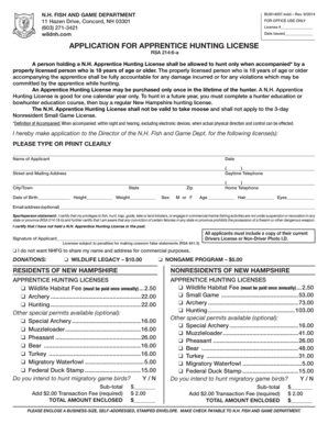 New Hampshire Apprentice Hunting License Application